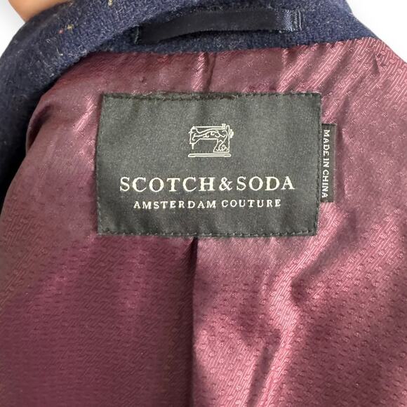 Scotch & Soda Navy Blue Wool Tweed Slim Fit Two Button Blazer Men's Size M/48 - Picture 11 of 14